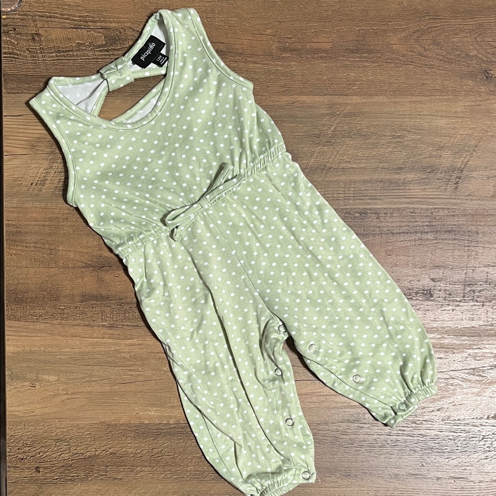 5/$20 Picapino Mint Green Polka Dot Romper